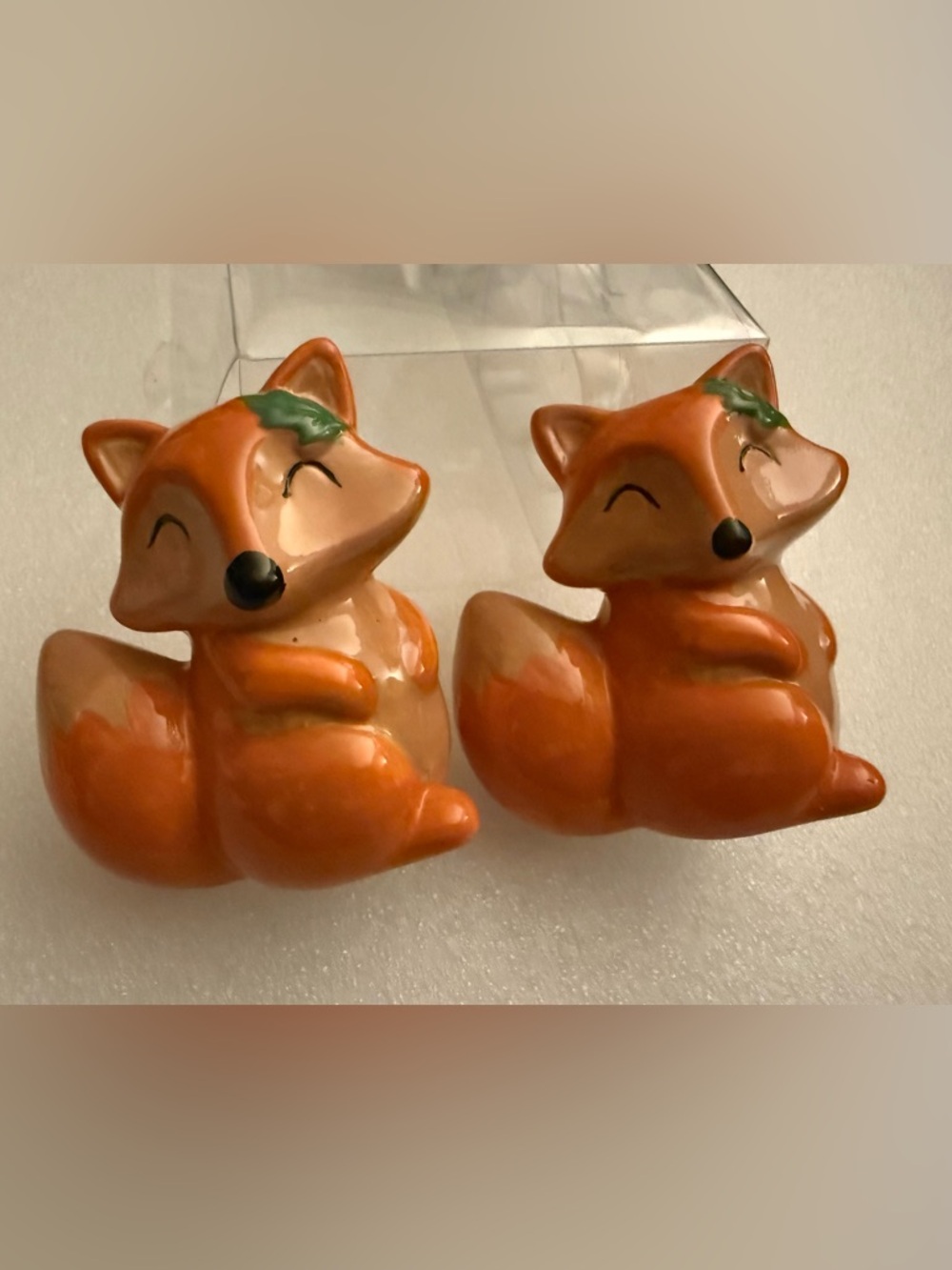 Vintage Ceramic FOX Salt & Pepper Shaker Set - Woodland Kitchen Decor NWT